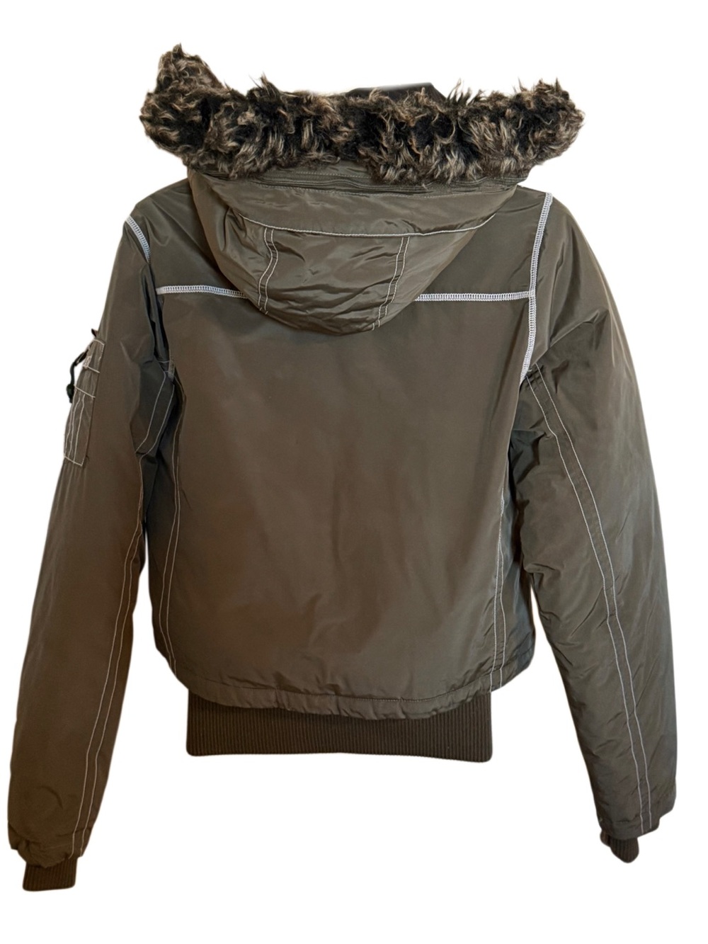 The North Face 600 HyVent Goose Down Puffer Jacket Green Fur Hood Medium - Picture 5 of 13